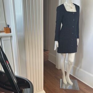 Pre-Loved Veronica Beard Black Textured Button-Front Dress